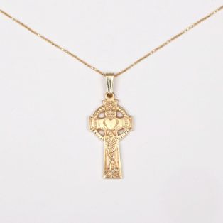 10k Gold Claddagh Celtic Cross Pendant