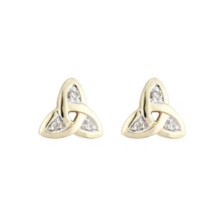 Celtic 14k Real Diamond Trinity Knot Earring