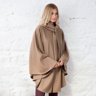 Hourihan Camel Single Faced Short Cape with Cashmere & Wool Blend