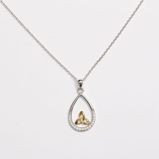 Gold Plated Trinity Knot Drop Pendant