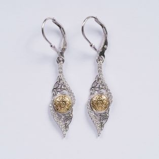 Solstice Trinity Earrings with18K Gold Bead

