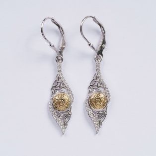 Solstice Trinity Earrings with18K Gold Bead
