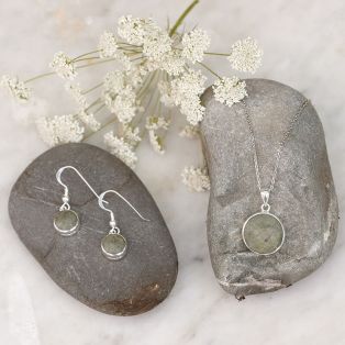 Connemara Marble Disc Earrings & Pendant Jewelry Set