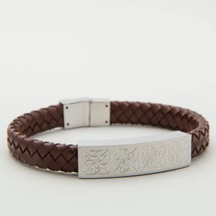 Steel Gents Medium Brown Leather Bracelet