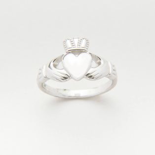 Sterling Silver Ladies Heavy Claddagh Ring 