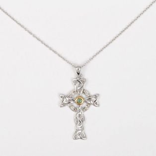 Diamond & Emerald Celtic Cross Pendant