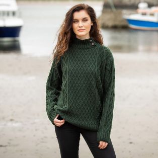 Womens Glengarriff Green Aran Sweater