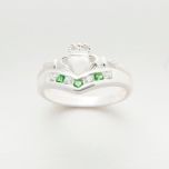 Silver Crystal Claddagh Wishbone Ring